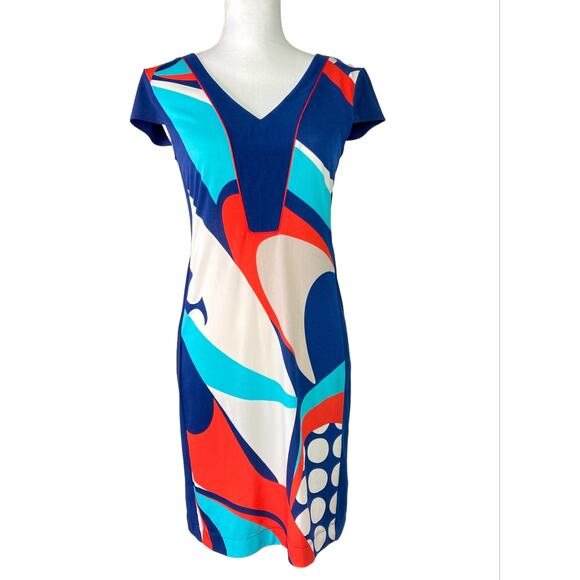 Vintage J. Taylor Dress Geo Print Retro 1960's Sheath Size S - Picture 1 of 7